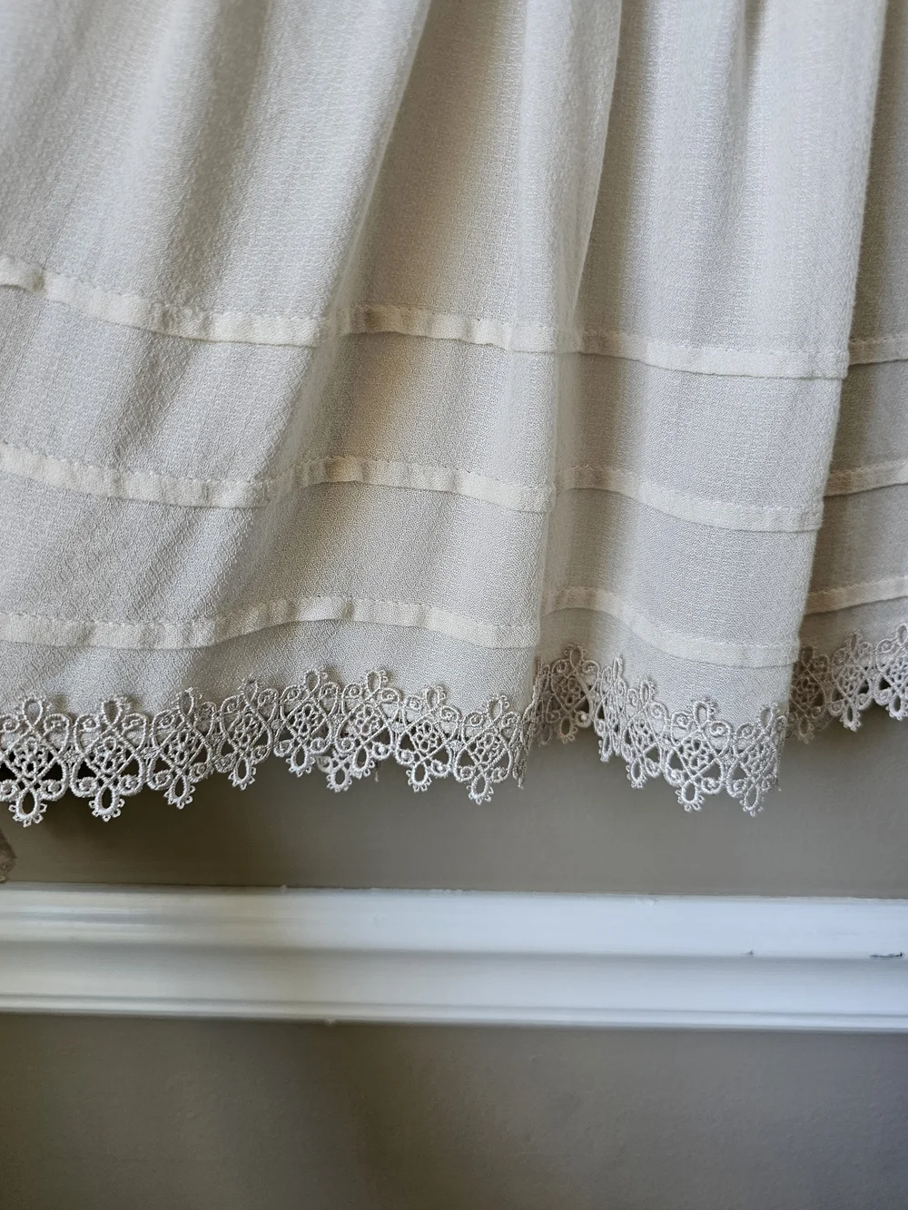 Free People Ivory Lace High Neck Boho Blouse XS Sheer Embroidered Top